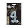 Number Holographic Silver, Silver number 4 foil balloon with base 72 cm