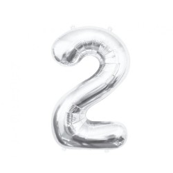 Number Silver, Silver Number 2 foil balloon 85 cm