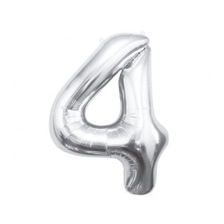 Ballon aluminium numéro 4 argenté 85 cm