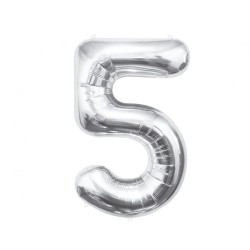 Number Silver, Silver number 5 foil balloon 85 cm