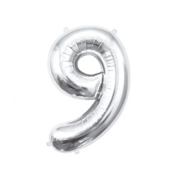 Number Silver, Silver number 9 foil balloon 85 cm