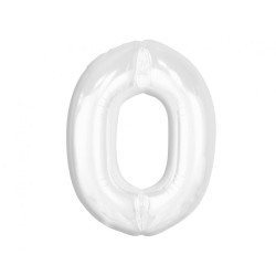 Ballon aluminium numéro 0 blanc numéro B&C 92 cm