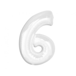 Number B&C White White number 6 foil balloon 92 cm