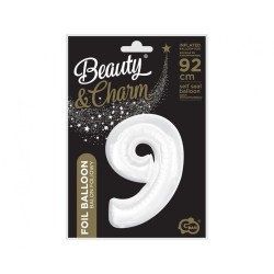 Number B&C White White number 9 foil balloon 92 cm