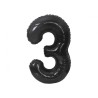 Number B&C Matt Black Black Number 3 Foil Balloon 85 cm