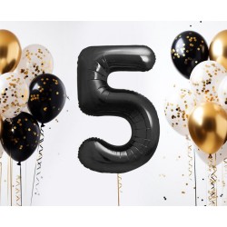 Number B&C Matt Black Black Number 5 Foil Balloon 85 cm