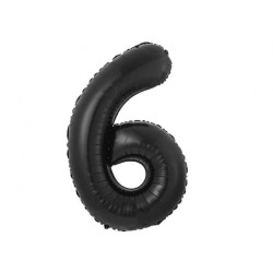 Number B&C Matt Black Black Number 6 Foil Balloon 85 cm