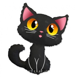 Ballon aluminium chat noir Halloween 90 cm (WP)