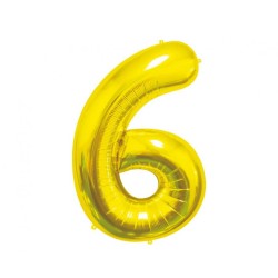 Number Gold, Gold Number 6 Foil Balloon 85 cm