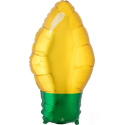 Ballon aluminium Noël doré, ampoule dorée 55 cm