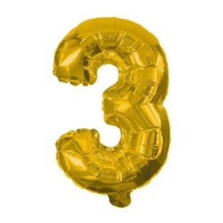 Number Gold, Giant Number 3 Foil Balloon 85 cm