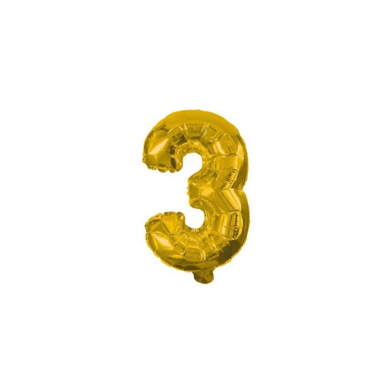 Number Gold, Giant Number 3 Foil Balloon 85 cm