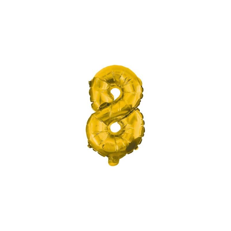 Number Gold, Giant 8 Number Foil Balloon 85 cm