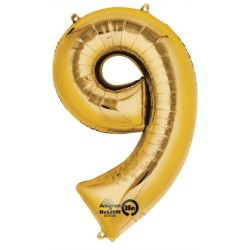 Number Gold, Giant Number 9 Foil Balloon 86*55 cm