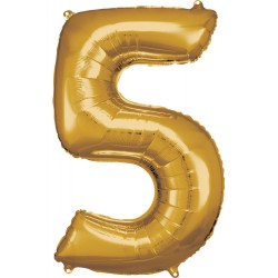 Number Gold, Giant number foil balloon 5, 83*55 cm