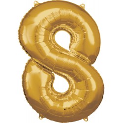 Number Gold, Giant Foil Balloon Number 8, 83*55 cm