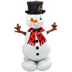 Ballon géant en aluminium AirLoonz Bonhomme de neige de Noël 139 cm