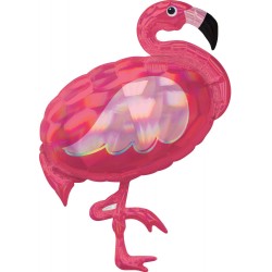 Ballon holographique en aluminium flamant rose 83 cm