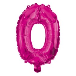 Number Hot Pink foil balloon number 0, 95 cm