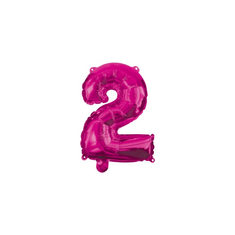 Number Hot Pink number 2 foil balloon 95 cm