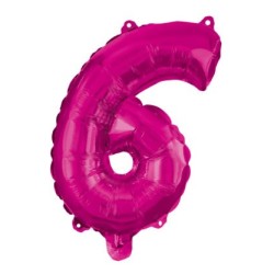 Number Hot Pink number 6 foil balloon 95 cm