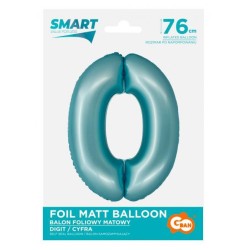 Number Light Blue Mat Blue 0 foil balloon 76 cm