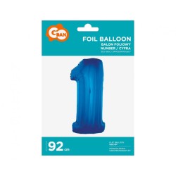 Number B&C Blue Blue Number 1 Foil Balloon 92 cm