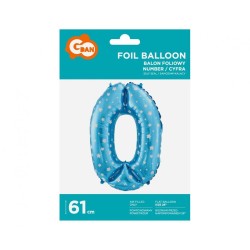 Number Blue with Stars Blue number 0 foil balloon 61 cm