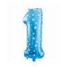 Number Blue with Stars, Blue number 1 foil balloon 61 cm