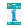 Number Blue with Stars, Blue number 1 foil balloon 61 cm