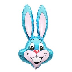 Ballon aluminium tête de lapin bleu 90 cm