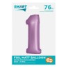 Ballon aluminium numéro 1 lavande mat lavande 76 cm