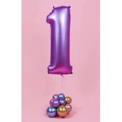 Ballon aluminium numéro 1 lavande mat lavande 76 cm