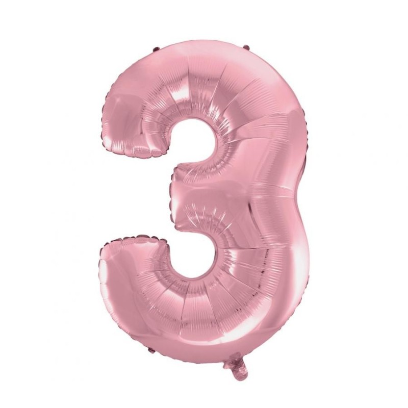 Number Light Pink, Pink Number 3 Foil Balloon 92 cm