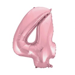 Ballon aluminium numéro 4 rose clair 92 cm