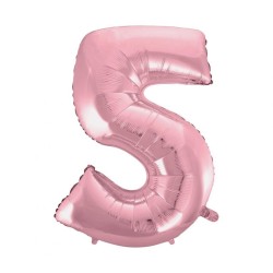 Number Light Pink, Pink Number 5 Foil Balloon 92 cm