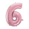 Number Light Pink, 6 Number Foil Balloon 92 cm