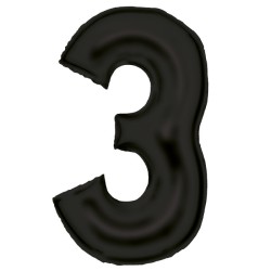 Number Lustre Black, Black Foil Balloon Number 3, 86 cm