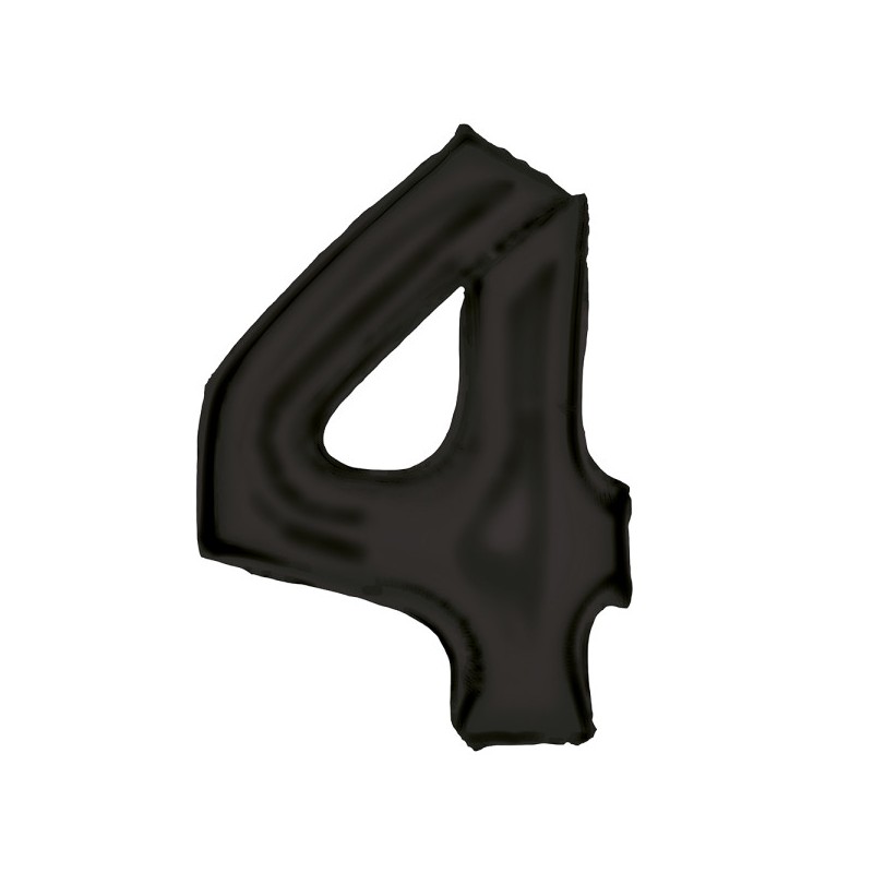 Number Lustre Black, Black Number 4 Foil Balloon 86 cm