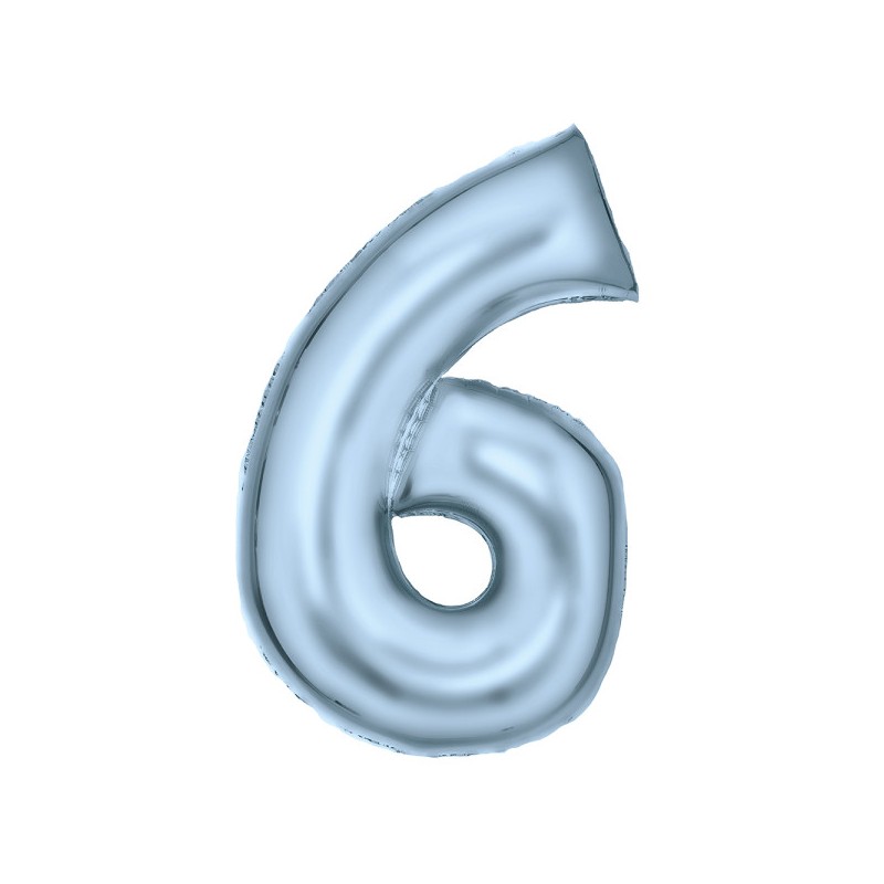 Number Lustre Pastel Blue, Blue Number 6 Foil Balloon 86 cm