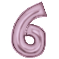 Number Lustre Pastel Pink, Pink number 6 foil balloon 86 cm