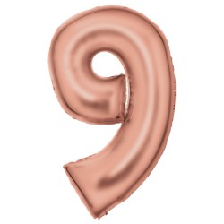 Number Lustre Rose Gold number 9 foil balloon 86 cm