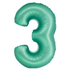 Number Mint Mat Mint number 3 foil balloon 76 cm