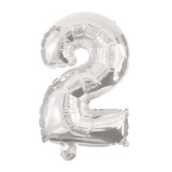 Ballon géant en aluminium numéro 2 argenté 85 cm