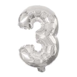 Number Giant Number 3 Silver Foil Balloon 85 cm