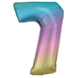 Number Pastel Rainbow giant number foil balloon 7, 83 cm