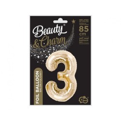 Number B&C Champagne Champagne Color Number 3 Foil Balloon 85 cm