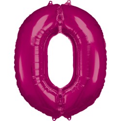 Ballon géant en aluminium rose avec chiffre 0, 88 x 66 cm