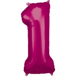 Number Pink giant number foil balloon 1, 86*33 cm