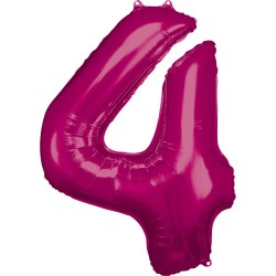 Ballon géant rose en aluminium numéro 4, 88 x 66 cm